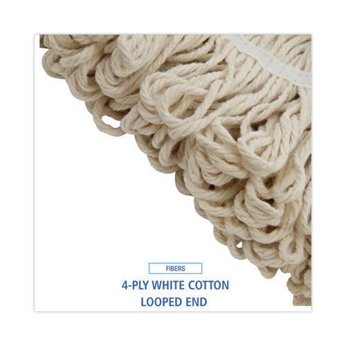 Image of Boardwalk® BWK824C Mop Head, Lie-Flat Head, Cotton Fiber, 24 oz, White, 12/Carton