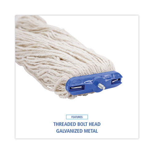 Image of Boardwalk® BWK824C Mop Head, Lie-Flat Head, Cotton Fiber, 24 oz, White, 12/Carton