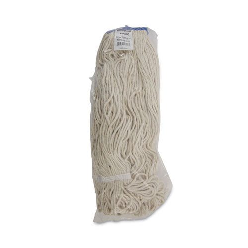 Image of Boardwalk® BWK824C Mop Head, Lie-Flat Head, Cotton Fiber, 24 oz, White, 12/Carton