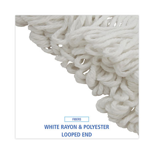 Image of Boardwalk® BWK824R Mop Head, Lie-Flat Head, Rayon Fiber, 24 oz, White, 12/Carton