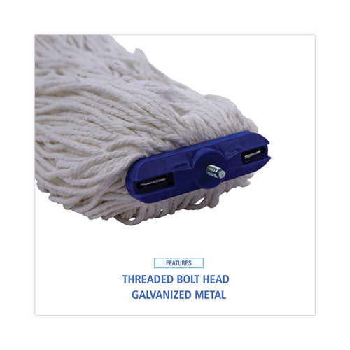 Image of Boardwalk® BWK824R Mop Head, Lie-Flat Head, Rayon Fiber, 24 oz, White, 12/Carton