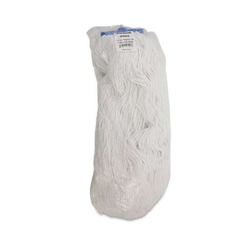 Image of Boardwalk® BWK824R Mop Head, Lie-Flat Head, Rayon Fiber, 24 oz, White, 12/Carton