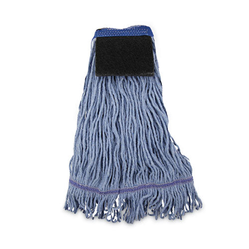 Image of Boardwalk® BWK902BL Mop Head, Loop-End, Cotton With Scrub Pad, Medium, 12/carton