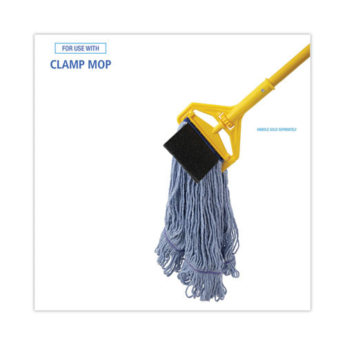 Image of Boardwalk® BWK902BL Mop Head, Loop-End, Cotton With Scrub Pad, Medium, 12/carton