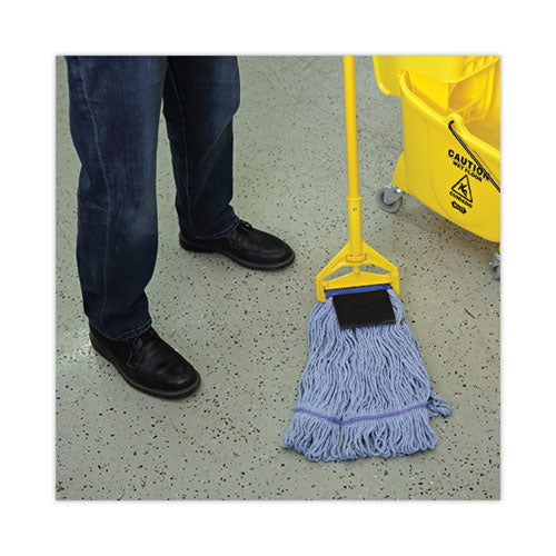 Image of Boardwalk® BWK902BL Mop Head, Loop-End, Cotton With Scrub Pad, Medium, 12/carton