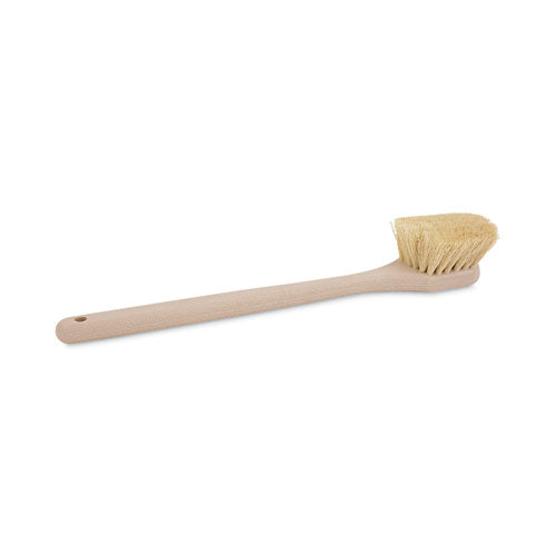 Image of Boardwalk® BWK4220 Utility Brush, Cream Tampico Bristles, 5.5" Brush, 14.5" Tan Plastic Handle
