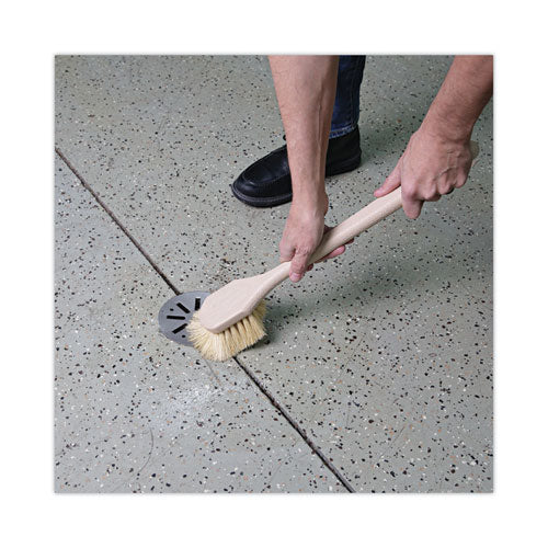 Image of Boardwalk® BWK4220 Utility Brush, Cream Tampico Bristles, 5.5" Brush, 14.5" Tan Plastic Handle