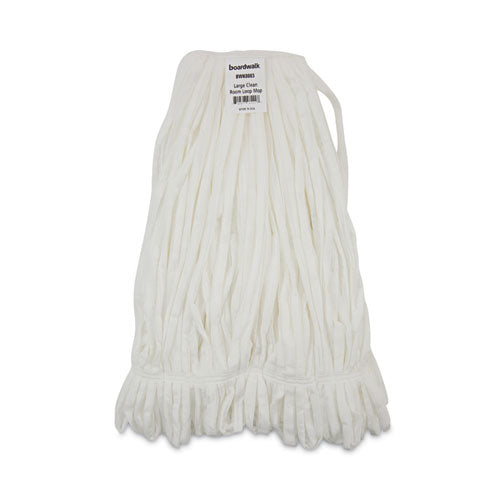 Image of Boardwalk® BWK8003 Mop Head, Looped, Enviro Clean With Tailband, Cotton/Synthetic, Large, White, 12/Carton