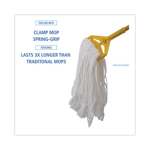 Image of Boardwalk® BWK8003 Mop Head, Looped, Enviro Clean With Tailband, Cotton/Synthetic, Large, White, 12/Carton