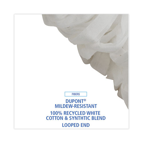 Image of Boardwalk® BWK8003 Mop Head, Looped, Enviro Clean With Tailband, Cotton/Synthetic, Large, White, 12/Carton
