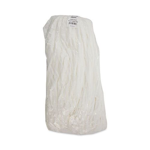 Image of Boardwalk® BWK8003 Mop Head, Looped, Enviro Clean With Tailband, Cotton/Synthetic, Large, White, 12/Carton