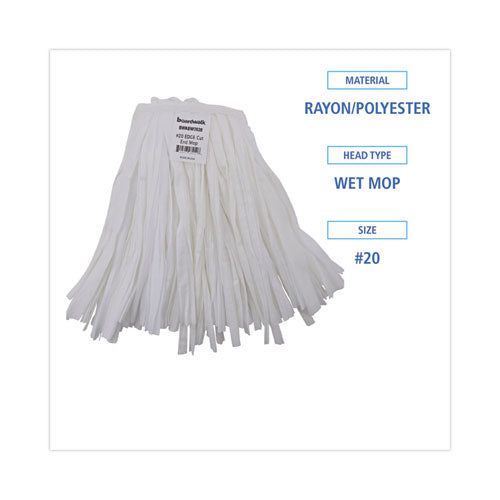 Image of Boardwalk® BWKBW2020 Nonwoven Cut End Edge Mop, Rayon/polyester, #20, White, 12/carton