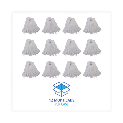 Image of Boardwalk® BWKBW2020 Nonwoven Cut End Edge Mop, Rayon/polyester, #20, White, 12/carton