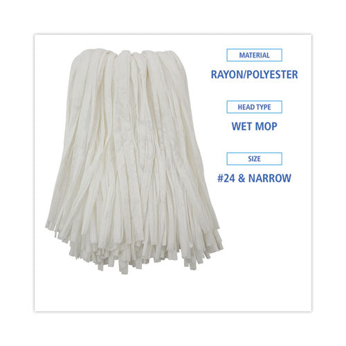 Image of Boardwalk® BWKBW2024 Nonwoven Cut End Edge Mop, Rayon/polyester, #24, White, 12/carton
