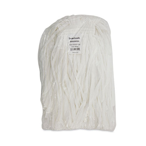 Image of Boardwalk® BWKBW2024 Nonwoven Cut End Edge Mop, Rayon/polyester, #24, White, 12/carton