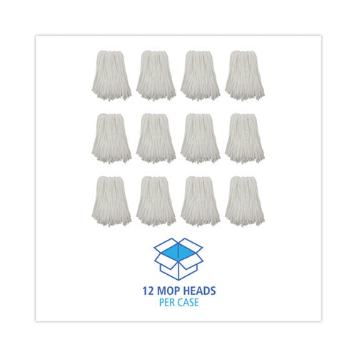 Image of Boardwalk® BWKBW2024 Nonwoven Cut End Edge Mop, Rayon/polyester, #24, White, 12/carton