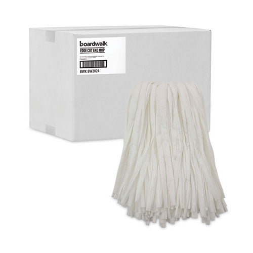 Image of Boardwalk® BWKBW2024 Nonwoven Cut End Edge Mop, Rayon/polyester, #24, White, 12/carton