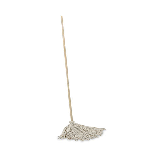 Image of Boardwalk® BWKCD50024S Cotton Deck Mop, #24 White Cotton Head, 50" Wood Handle, 6/Carton