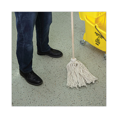 Image of Boardwalk® BWKCD50024S Cotton Deck Mop, #24 White Cotton Head, 50" Wood Handle, 6/Carton
