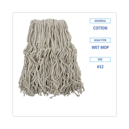 Image of BoardwalkÂ® Cotton Mop Head, Cut-End, #32, White, 12/carton