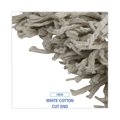 Image of Boardwalk® BWKCM20016 Banded Mop Head, Cotton, Cut-End, White, 16 Oz, 12/carton