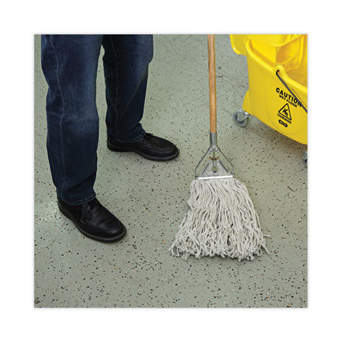 Image of Boardwalk® BWKCM20016 Banded Mop Head, Cotton, Cut-End, White, 16 Oz, 12/carton