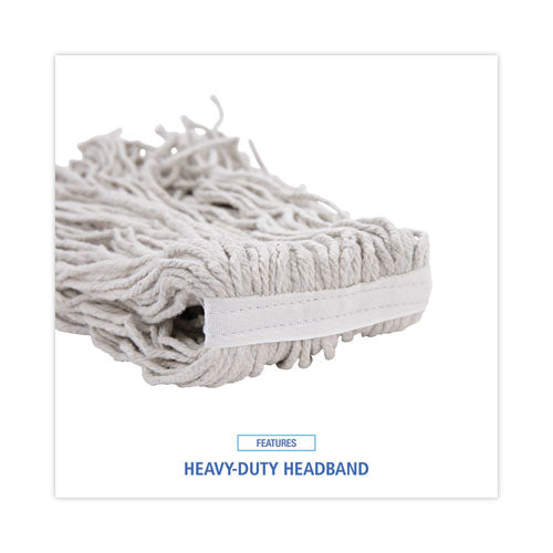 Image of Boardwalk® BWKCM20016 Banded Mop Head, Cotton, Cut-End, White, 16 Oz, 12/carton