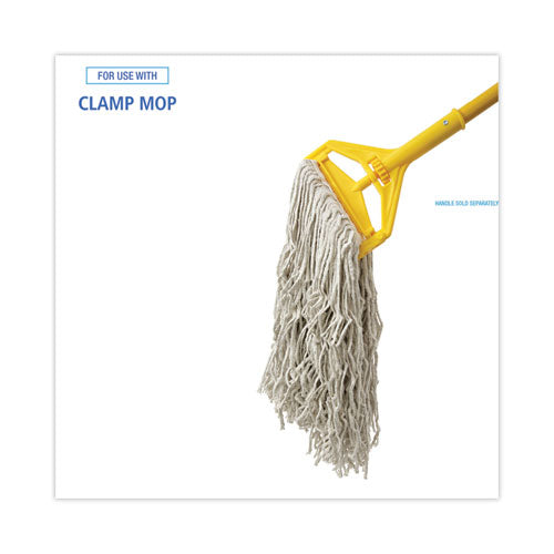 Image of Boardwalk® BWKCM20024 Banded Cotton Mop Heads, 24 oz, White, 12/Carton
