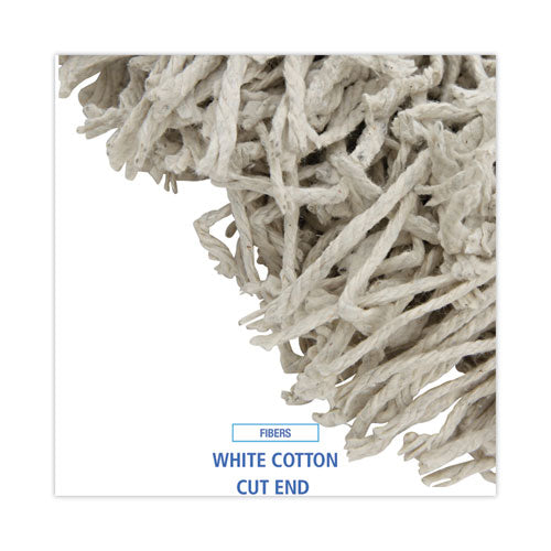 Image of Boardwalk® BWKCM20024 Banded Cotton Mop Heads, 24 oz, White, 12/Carton