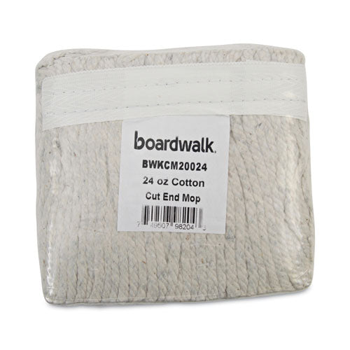 Image of Boardwalk® BWKCM20024 Banded Cotton Mop Heads, 24 oz, White, 12/Carton