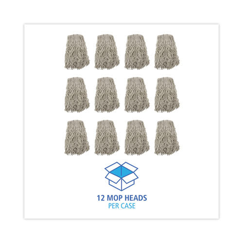 Image of Boardwalk® BWKCM20024 Banded Cotton Mop Heads, 24 oz, White, 12/Carton