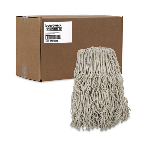 Image of Boardwalk® BWKCM20024 Banded Cotton Mop Heads, 24 oz, White, 12/Carton