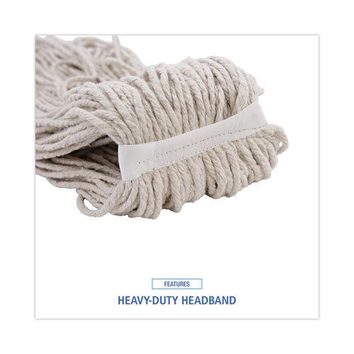 Image of BoardwalkÂ® Mop Head, Cotton, Cut-End, White, 4-Ply, 32oz, 12/carton
