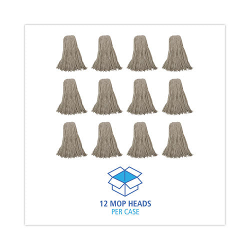 Image of BoardwalkÂ® Mop Head, Cotton, Cut-End, White, 4-Ply, 32oz, 12/carton