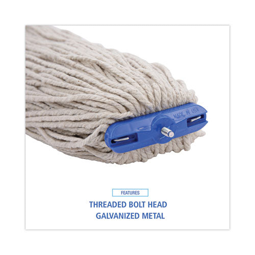 Image of Boardwalk® BWKCM22024 Mop Head, Lie-Flat Head, Cotton Fiber, 24 oz., White, 12/Carton