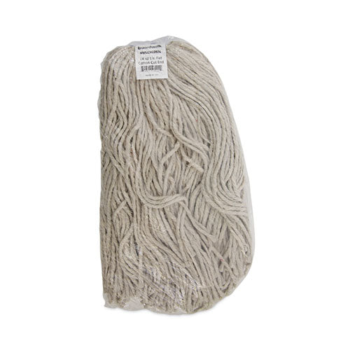 Image of Boardwalk® BWKCM22024 Mop Head, Lie-Flat Head, Cotton Fiber, 24 oz., White, 12/Carton