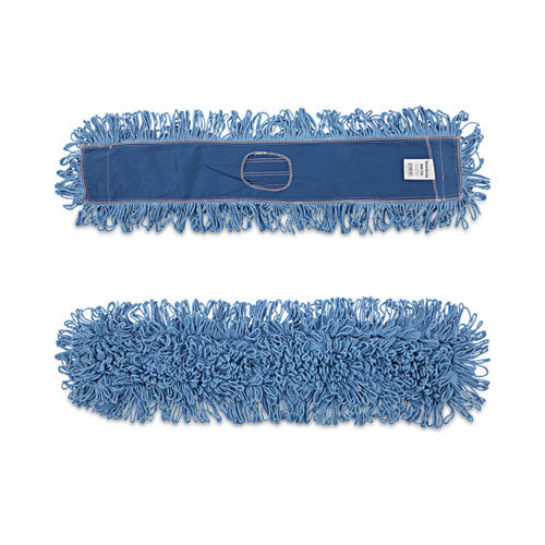 Image of Boardwalk® BWKHL365BSPC Dry Mopping Kit, 36 X 5 Blue Blended Synthetic Head, 60" Natural Wood/metal Handle