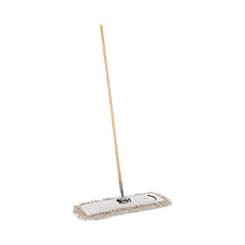 Image of Boardwalk® BWKM245C Cotton Dry Mopping Kit, 24 X 5 Natural Cotton Head, 60" Natural Wood Handle