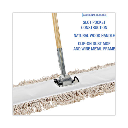 Image of Boardwalk® BWKM365C Cotton Dry Mopping Kit, 36 X 5 Natural Cotton Head, 60" Natural Wood Handle
