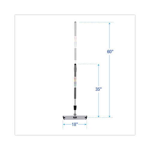 Image of Boardwalk® BWKMFKIT Microfiber Cleaning Kit, 18" Blue/Green Microfiber Head, 35" to 60" Gray Aluminum Handle