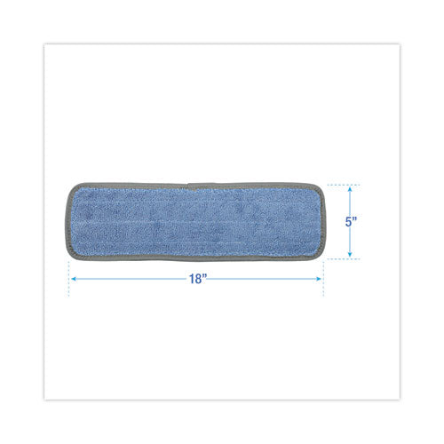 Image of Boardwalk® BWKMFM185BCFDZ Microfiber Wet Mop Head, Blue, 18 x 5, Split Microfiber, Hook and Loop Back, Dozen