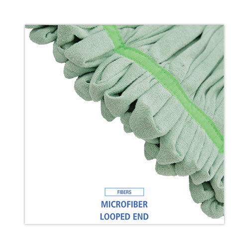 Image of Boardwalk® BWKMWTLGCT Microfiber Looped-End Wet Mop Head, Large, Green, 12/carton