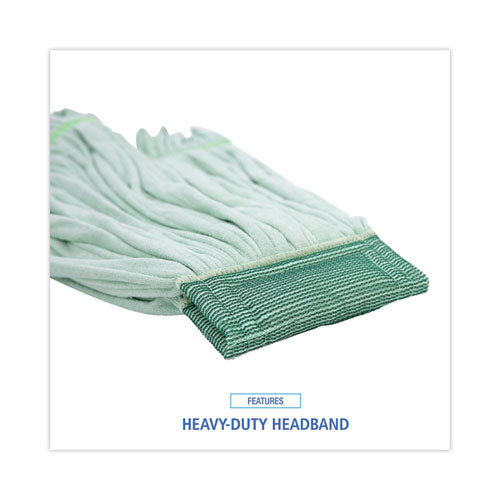 Image of Boardwalk® BWKMWTLGCT Microfiber Looped-End Wet Mop Head, Large, Green, 12/carton