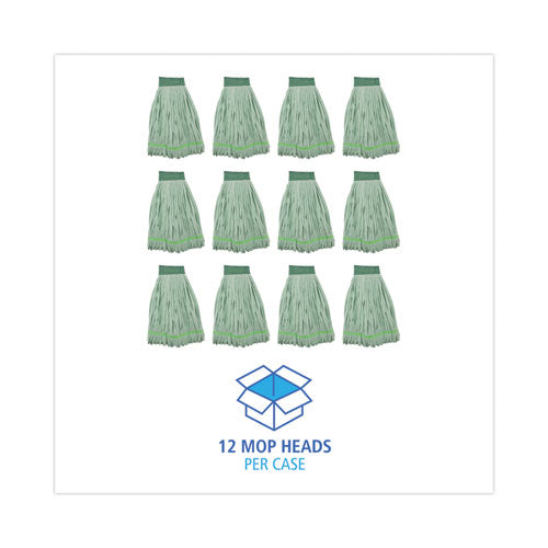 Image of Boardwalk® BWKMWTLGCT Microfiber Looped-End Wet Mop Head, Large, Green, 12/carton