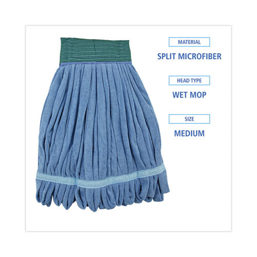 Image of Boardwalk® BWKMWTMBCT Microfiber Looped-End Wet Mop Heads, Medium, Blue, 12/carton, 12/carton