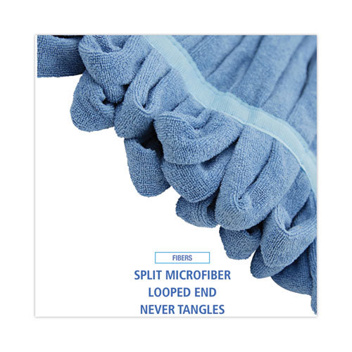 Image of Boardwalk® BWKMWTMBCT Microfiber Looped-End Wet Mop Heads, Medium, Blue, 12/carton, 12/carton