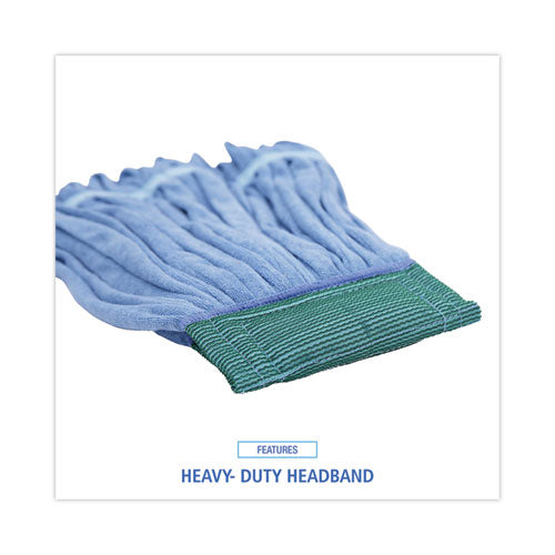 Image of Boardwalk® BWKMWTMBCT Microfiber Looped-End Wet Mop Heads, Medium, Blue, 12/carton, 12/carton