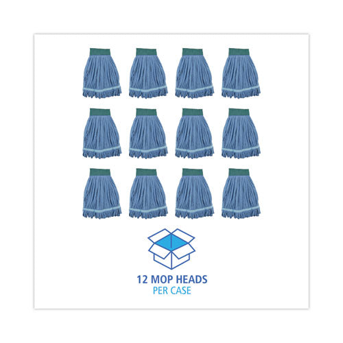 Image of Boardwalk® BWKMWTMBCT Microfiber Looped-End Wet Mop Heads, Medium, Blue, 12/carton, 12/carton