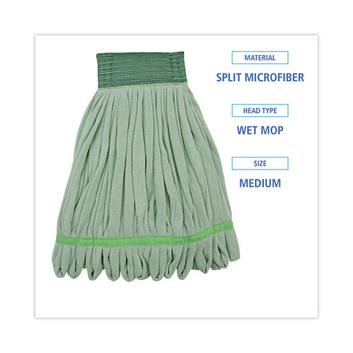 Image of Boardwalk® BWKMWTMGCT Microfiber Looped-End Wet Mop Heads, Medium, Green, 12/carton