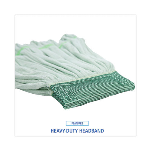 Image of Boardwalk® BWKMWTMGCT Microfiber Looped-End Wet Mop Heads, Medium, Green, 12/carton